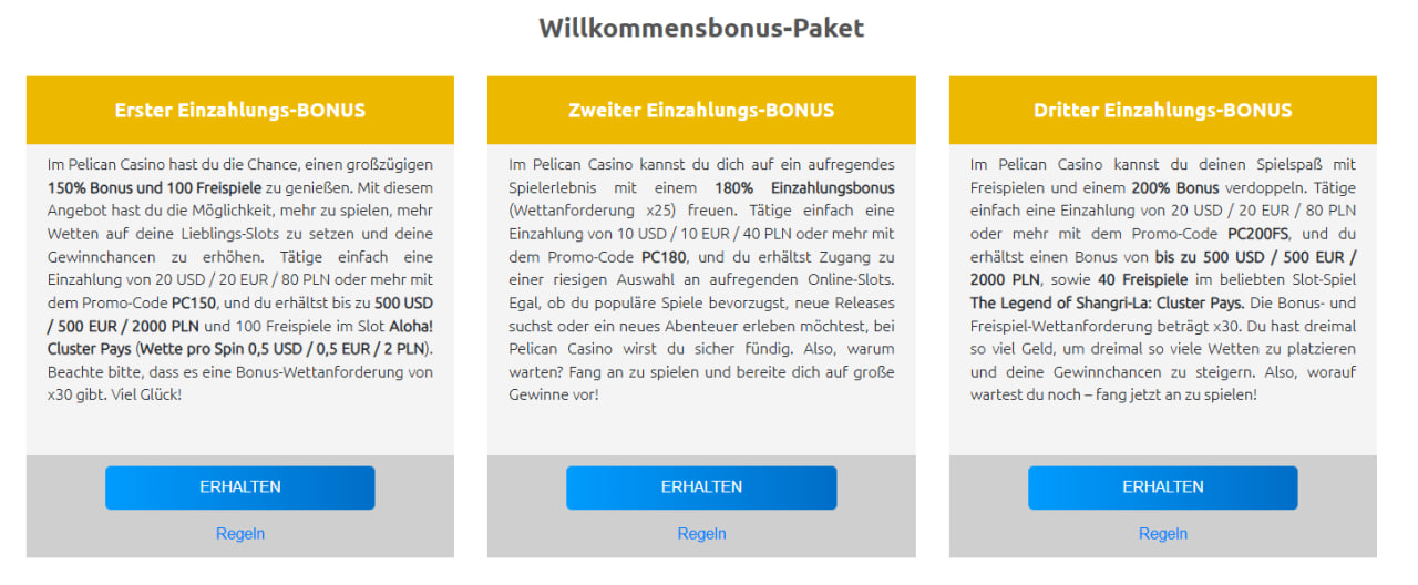 Mobile Nutzung von Pelican Casino